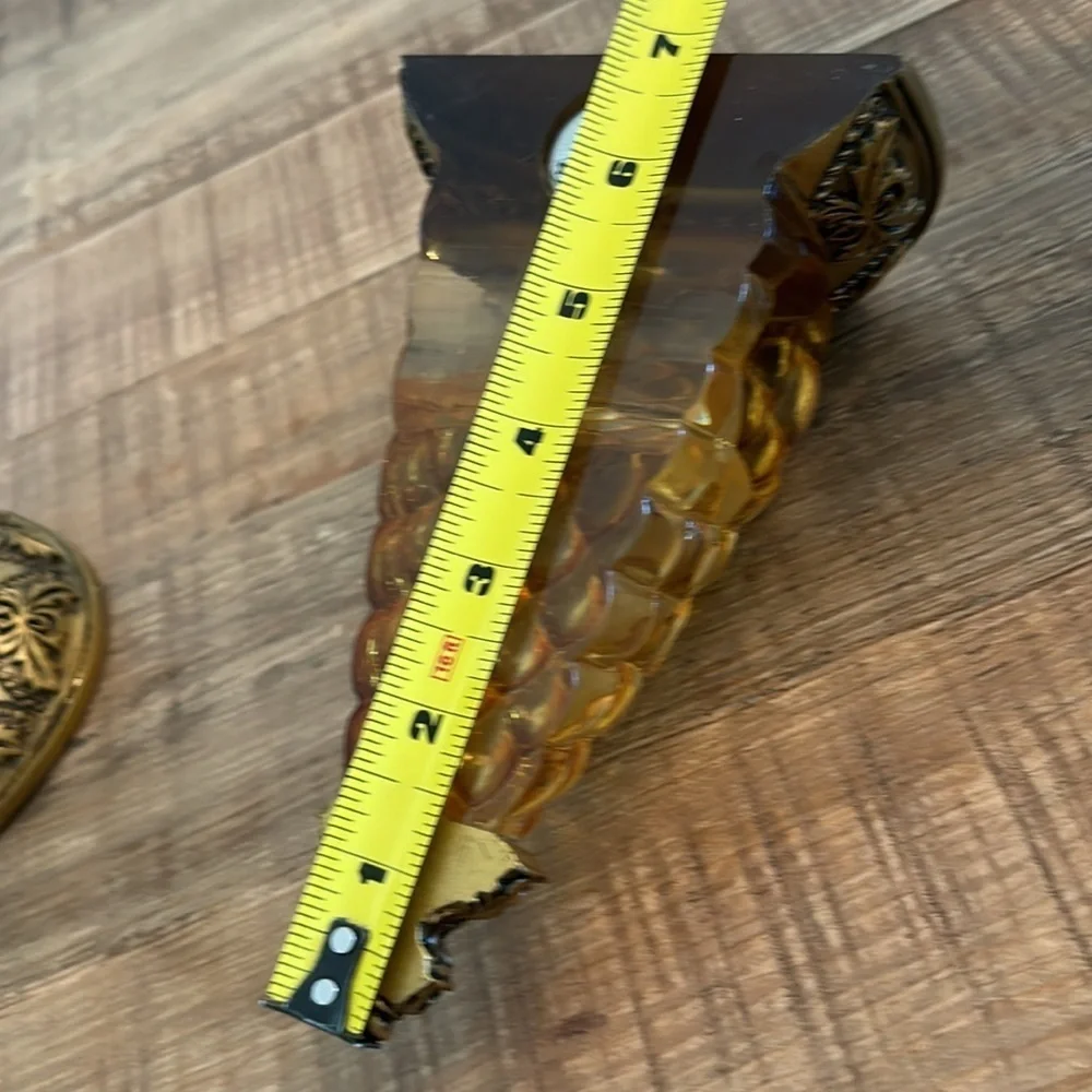 2 Vintage 1970s Amber Acrylic Sconces. Wall Mount | Curtains Rod Holders | MCM